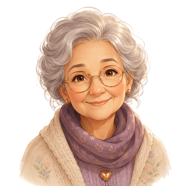 Illustriertes Portrait der Erzählstimme Oma Elsbeth